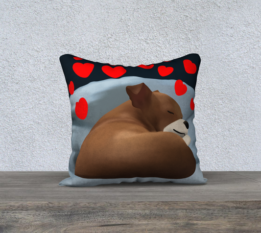 Sleeping Hearts Bean 18" x 18" Pillow Case