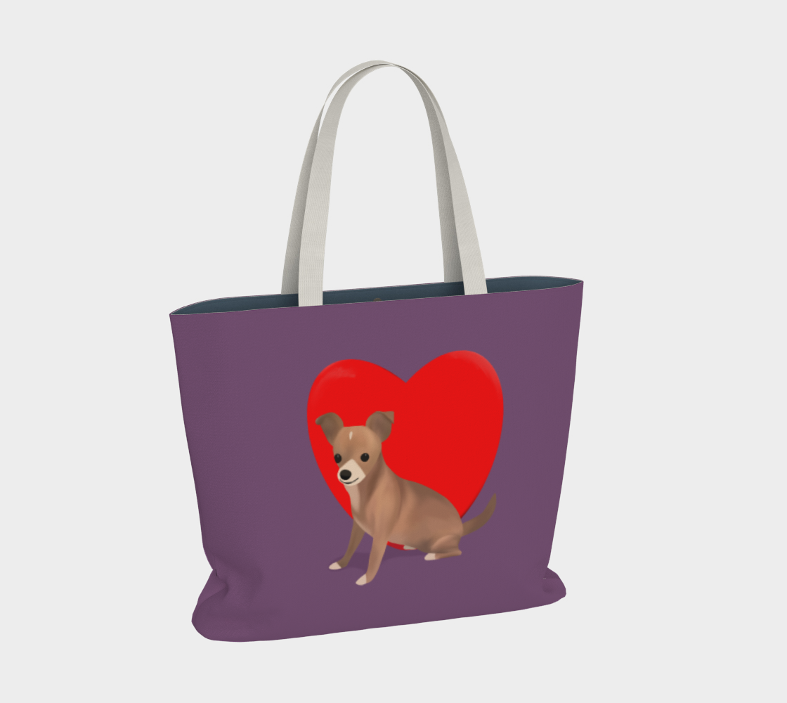 Heart Purple Bean Large Tote (Size: 20” wide, 15” tall and 4” deep)