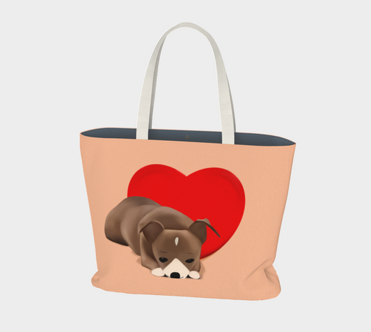 Sweet Heart Bean Large Tote (Size: 20” wide, 15” tall and 4” deep)