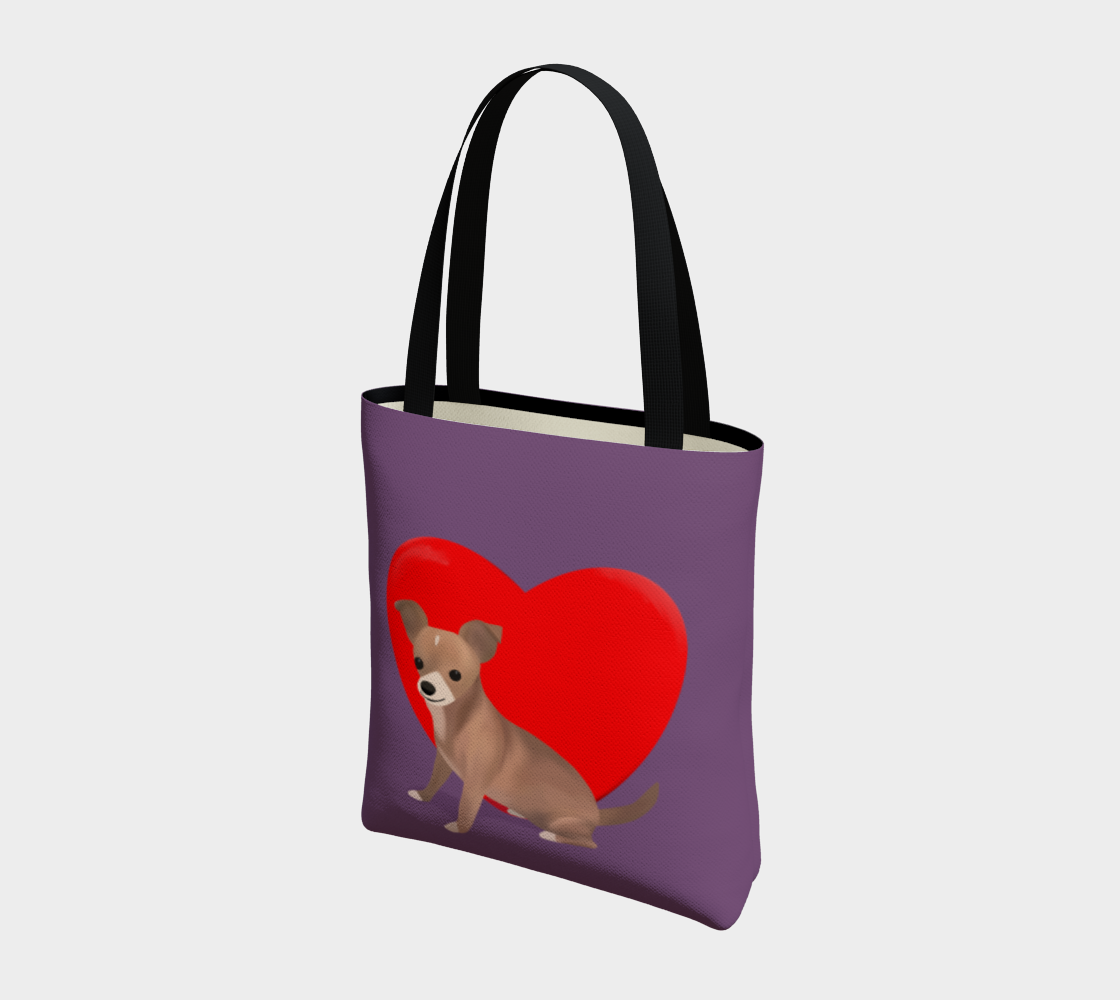 Heart Purple Bean Tote (Size: 13" wide, x 16" tall, x 3" deep)