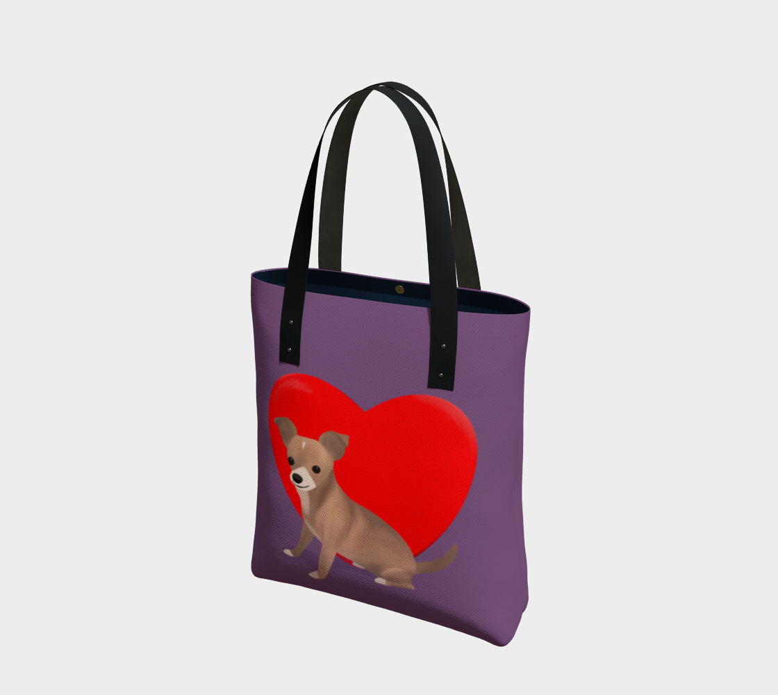 Heart Purple Bean Tote (Size: 13" wide, x 16" tall, x 3" deep)