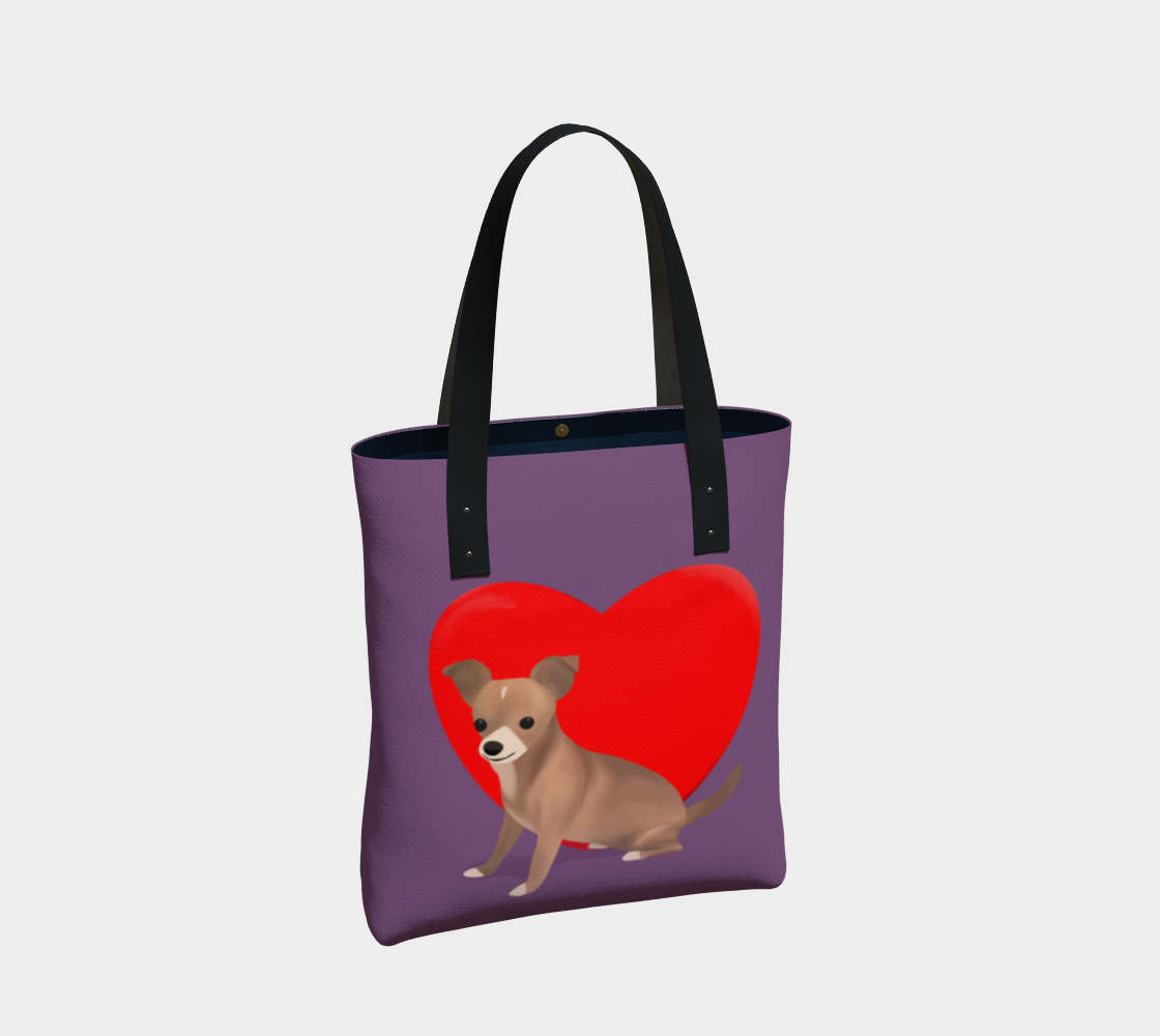 Heart Purple Bean Tote (Size: 13" wide, x 16" tall, x 3" deep)