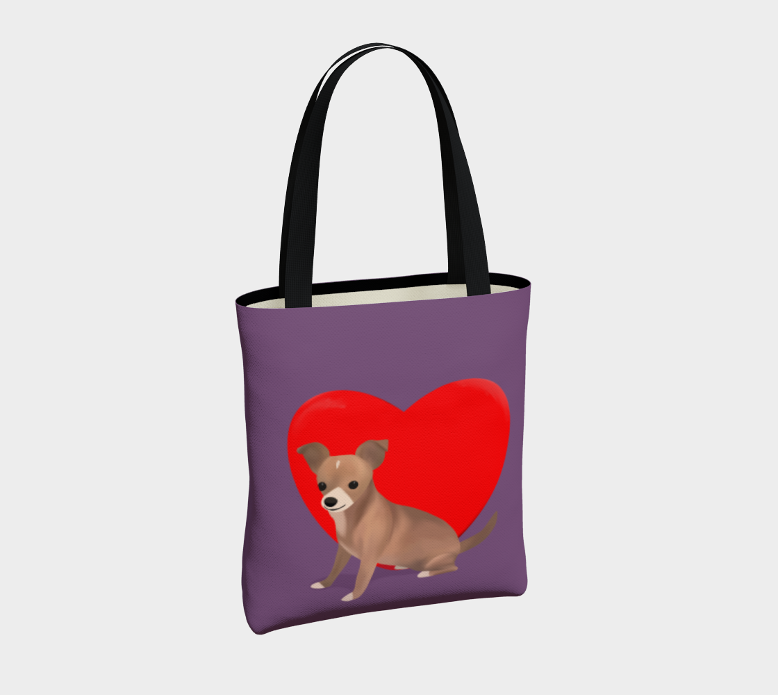 Heart Purple Bean Tote (Size: 13" wide, x 16" tall, x 3" deep)