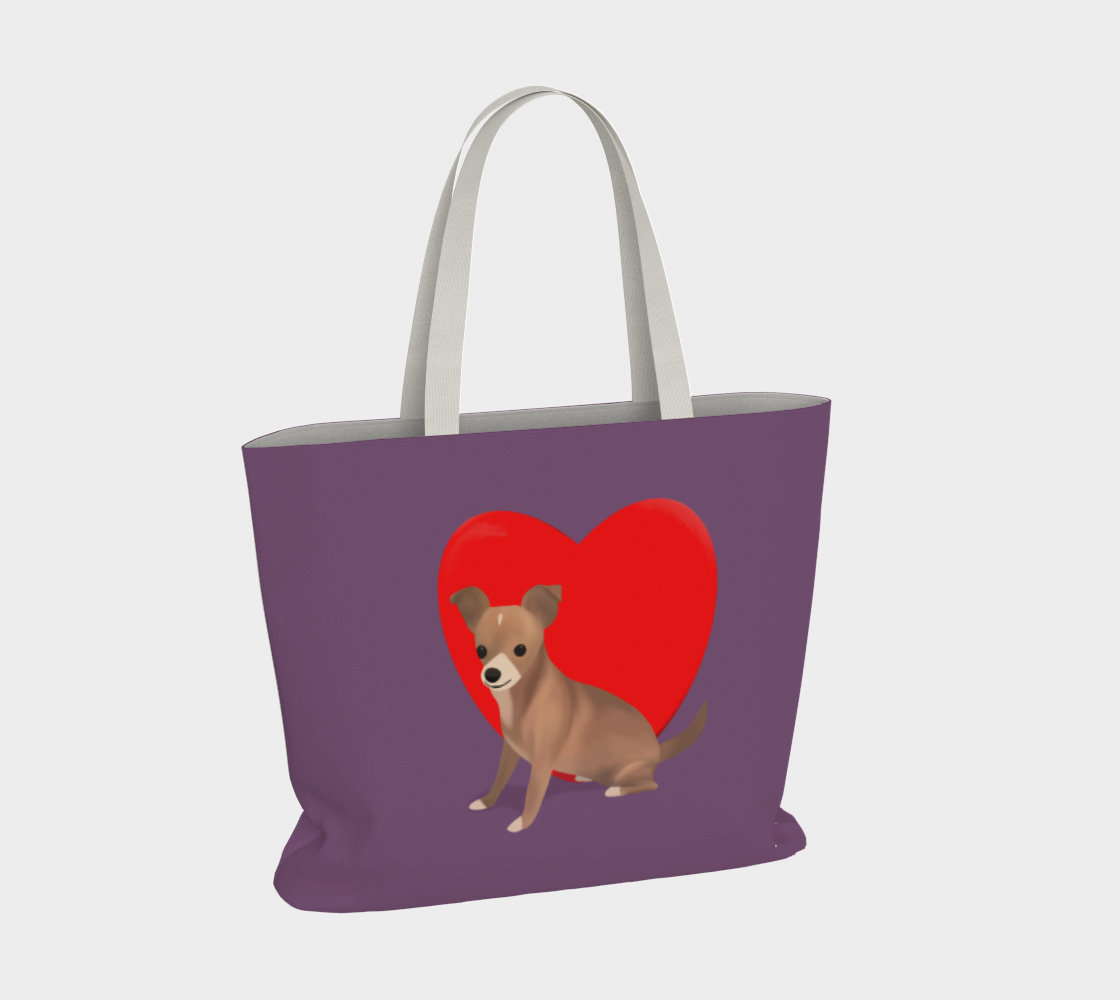 Heart Purple Bean Large Tote (Size: 20” wide, 15” tall and 4” deep)