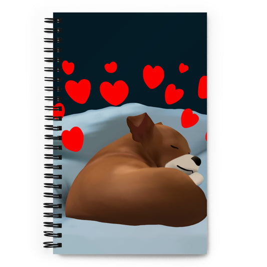 Sleeping Hearts Bean Soft-Touch Spiral Notebook (Size: 5.25″ × 8.25″)