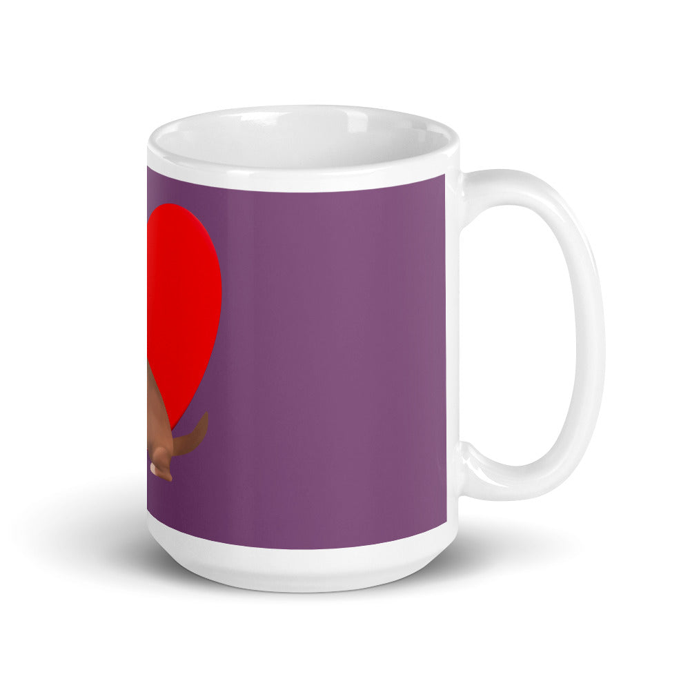 Heart Purple Bean Glossy Mug (11 oz or 15 oz)